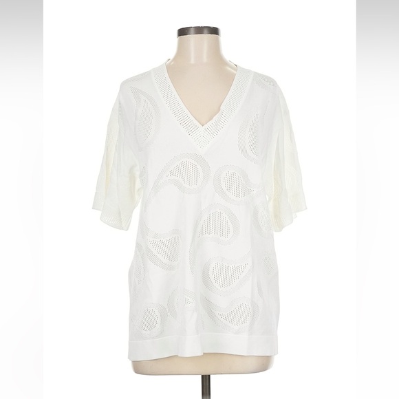 Escada Tops - escada Smegan White Tonal Paisley Top- drop shoulder